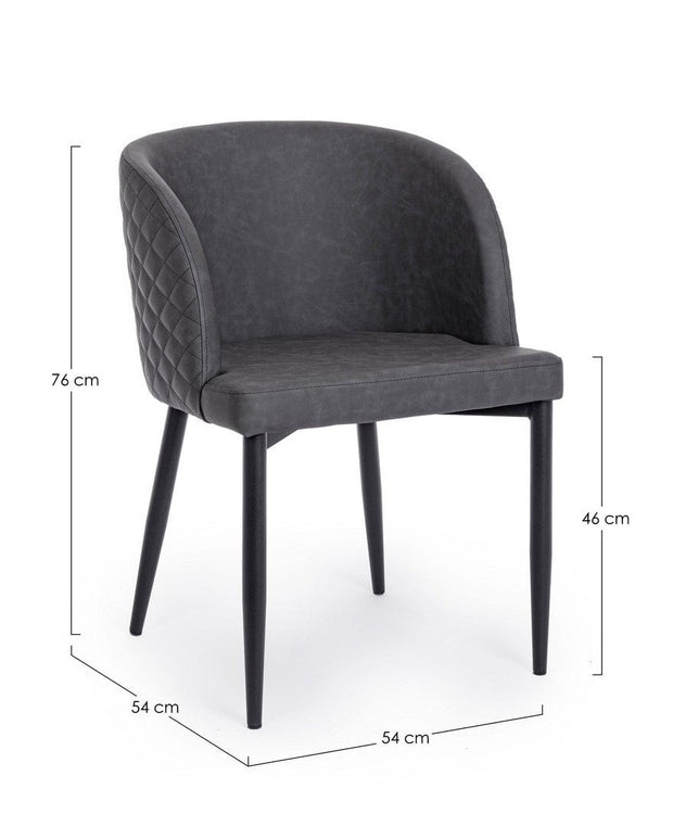 Set di 4 sedie da pranzo in ecopelle Chris Grigio (9)