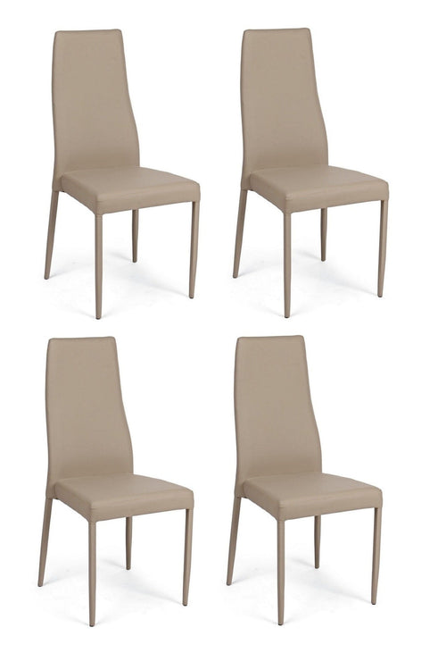 Set di 4 sedie da pranzo in ecopelle Cloud Cappuccino