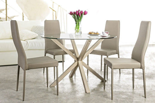 Set di 4 sedie da pranzo in ecopelle Cloud Cappuccino (1)