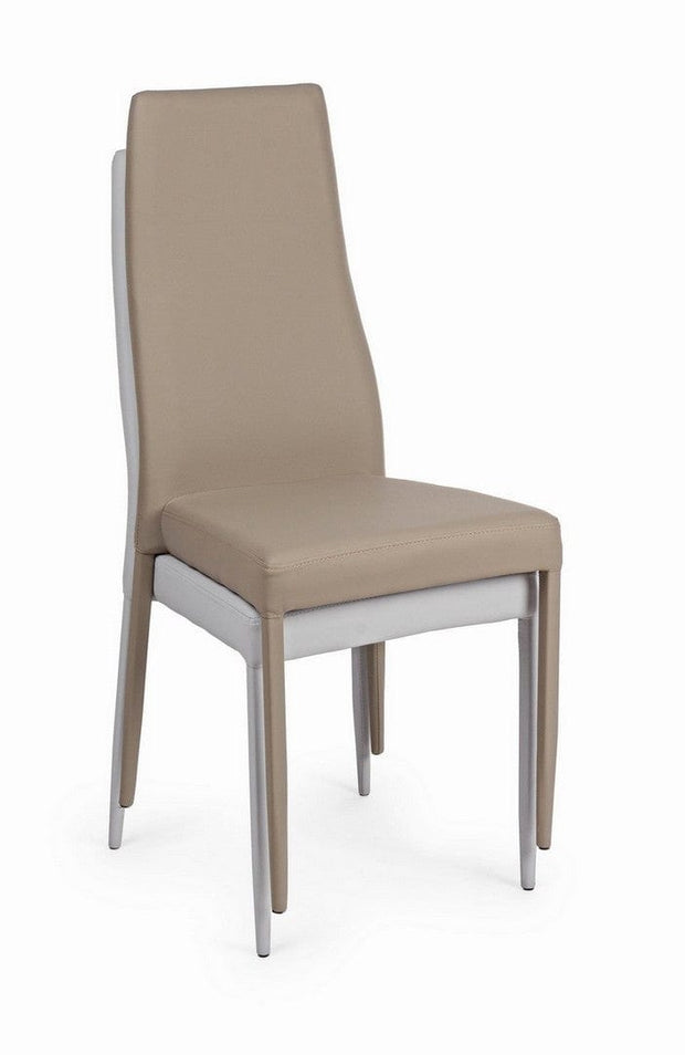 Set di 4 sedie da pranzo in ecopelle Cloud Cappuccino (7)