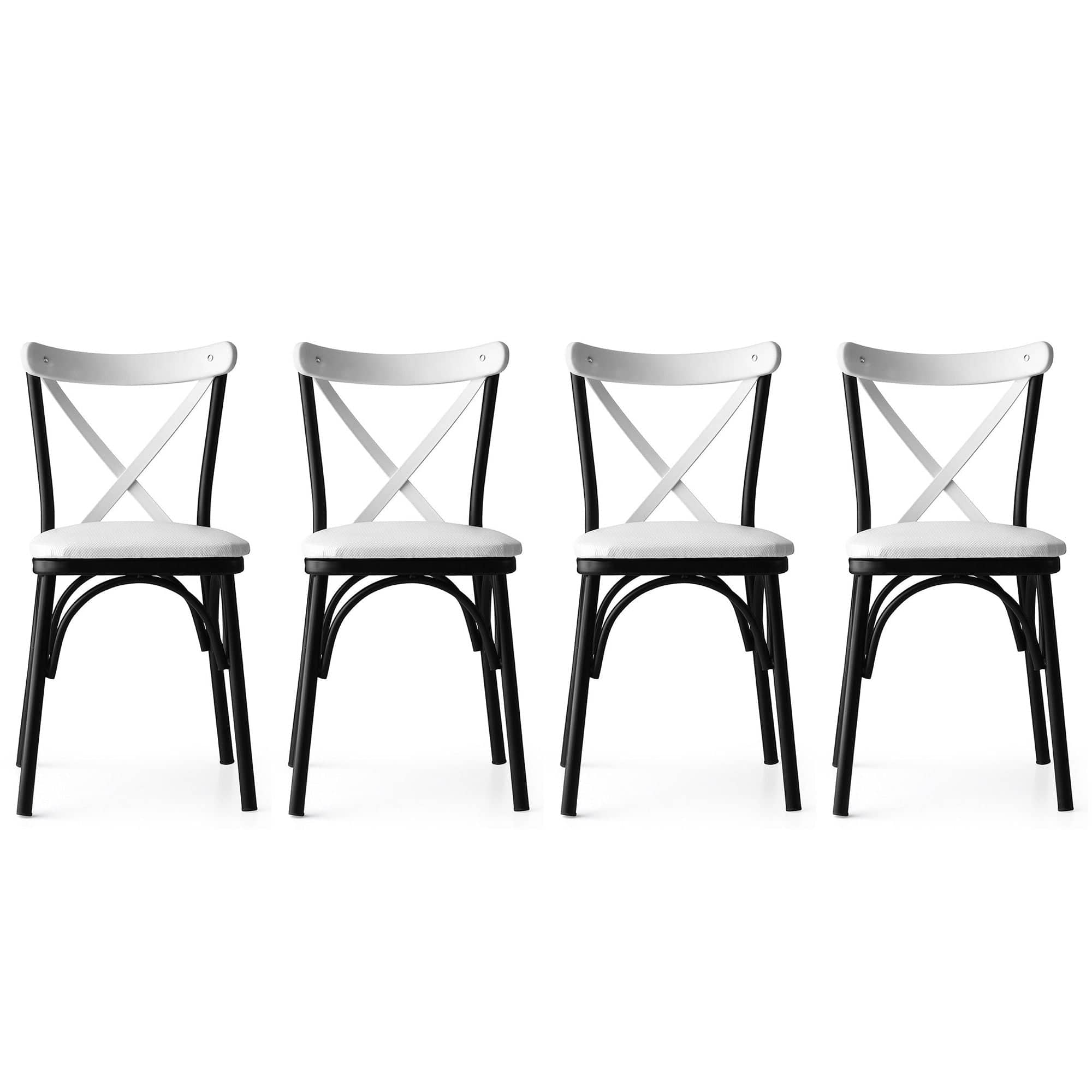 Set di 4 sedie da pranzo in ecopelle Ekol New 1334 Bianco