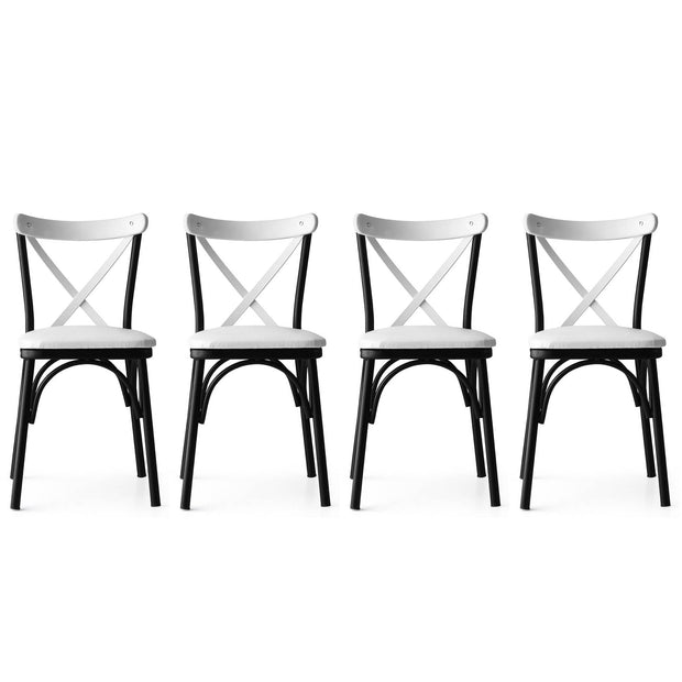 Set di 4 sedie da pranzo in ecopelle Ekol New 1334 Bianco