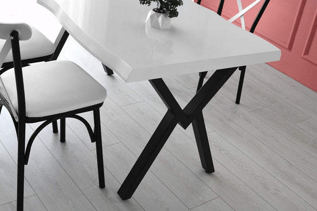 Set di 4 sedie da pranzo in ecopelle Ekol New 1334 Bianco (3)