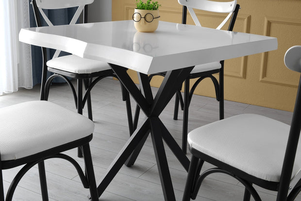 Set di 4 sedie da pranzo in ecopelle Ekol New 1334 Bianco (4)