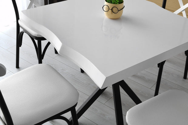 Set di 4 sedie da pranzo in ecopelle Ekol New 1334 Bianco (5)