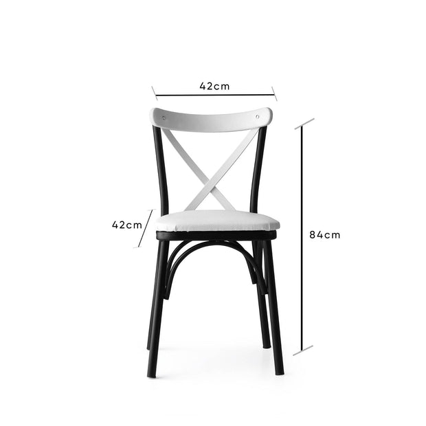 Set di 4 sedie da pranzo in ecopelle Ekol New 1334 Bianco (10)