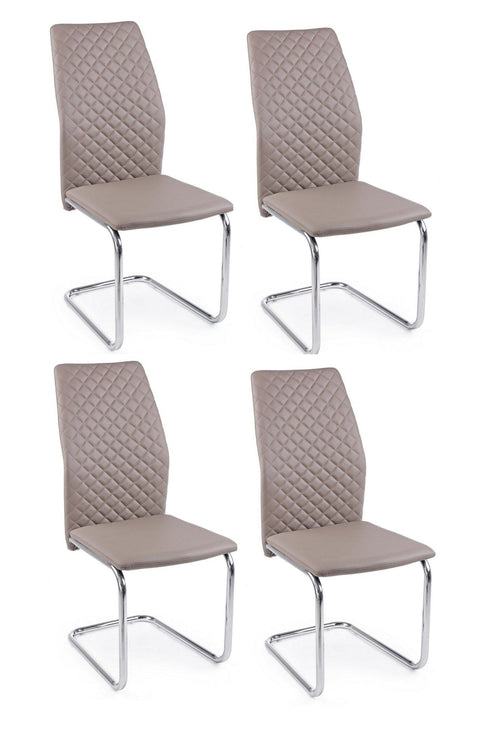 Set di 4 sedie da pranzo in ecopelle Louise Cappuccino