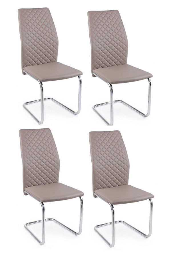 Set di 4 sedie da pranzo in ecopelle Louise Cappuccino