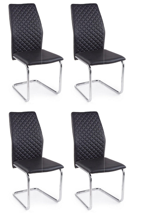 Set di 4 sedie da pranzo in ecopelle Louise Nero