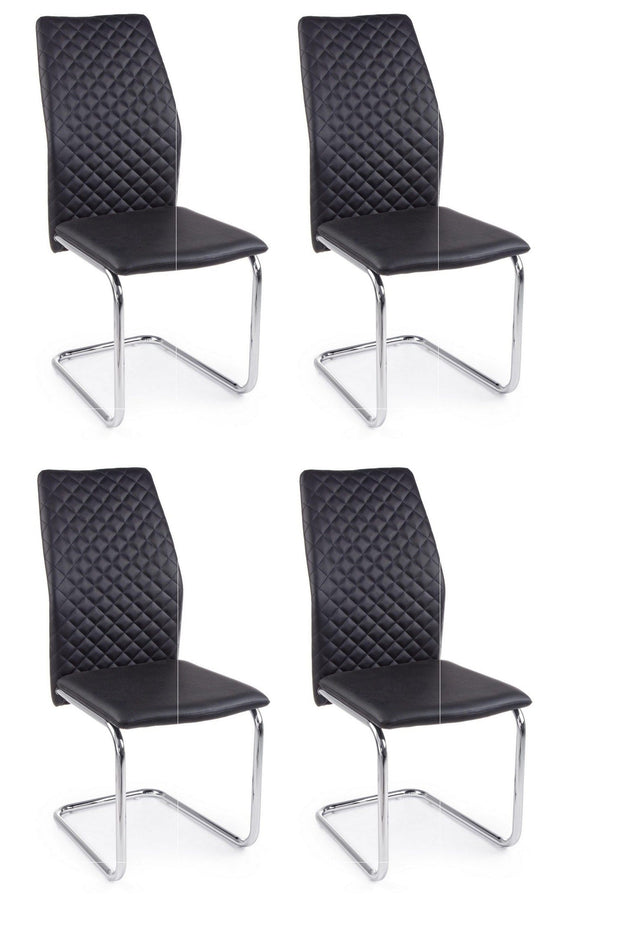 Set di 4 sedie da pranzo in ecopelle Louise Nero