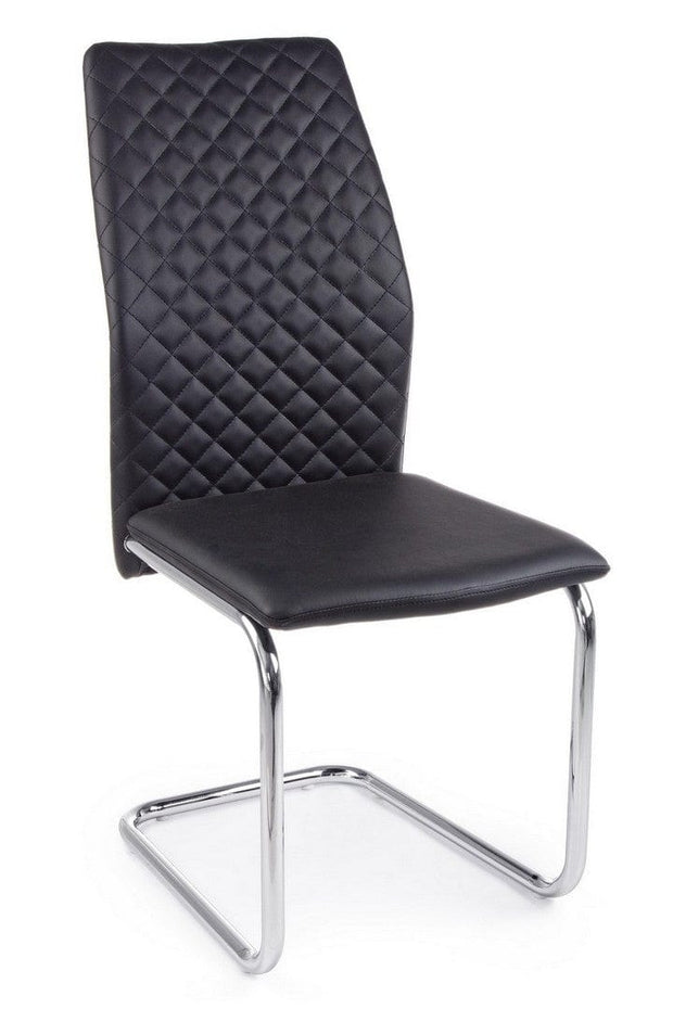 Set di 4 sedie da pranzo in ecopelle Louise Nero (2)