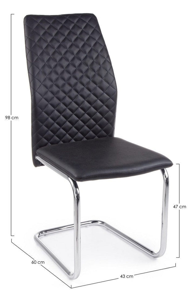 Set di 4 sedie da pranzo in ecopelle Louise Nero (7)