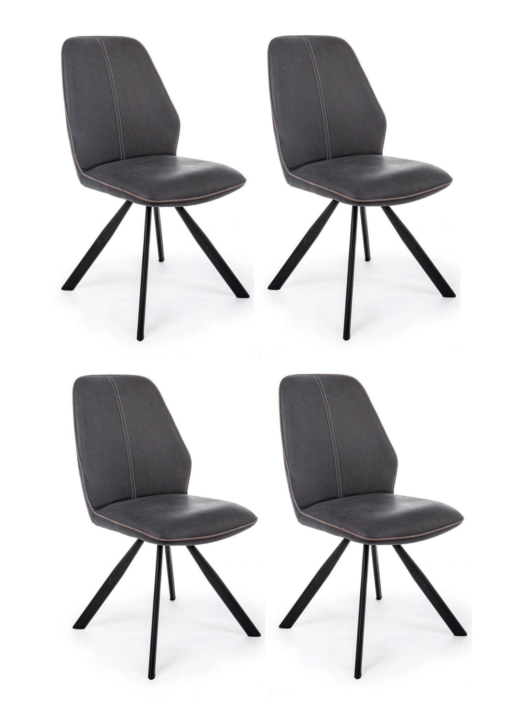 Set di 4 sedie da pranzo in ecopelle Maxwell Antracite