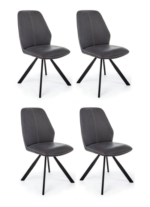 Set di 4 sedie da pranzo in ecopelle Maxwell Antracite