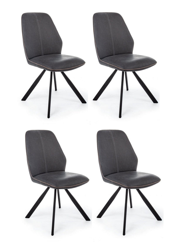 Set di 4 sedie da pranzo in ecopelle Maxwell Antracite