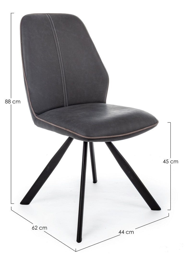 Set di 4 sedie da pranzo in ecopelle Maxwell Antracite (8)