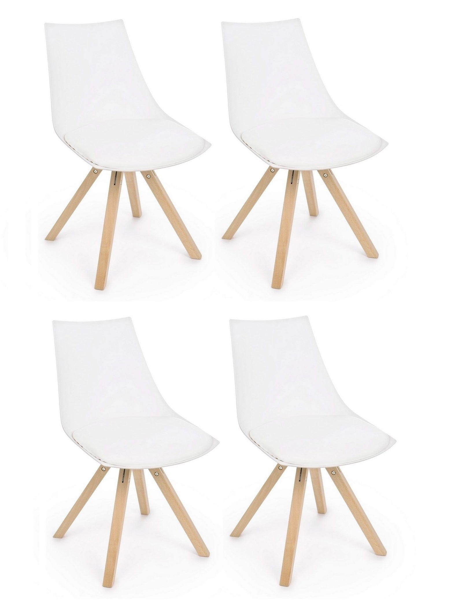 Set di 4 sedie da pranzo in ecopelle Mayer Bianco