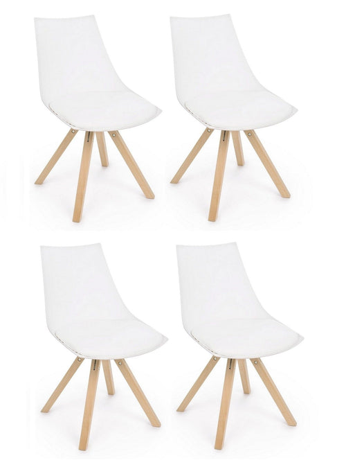 Set di 4 sedie da pranzo in ecopelle Mayer Bianco