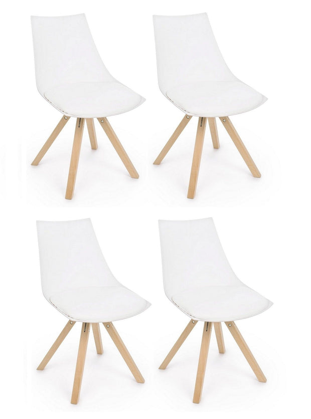 Set di 4 sedie da pranzo in ecopelle Mayer Bianco