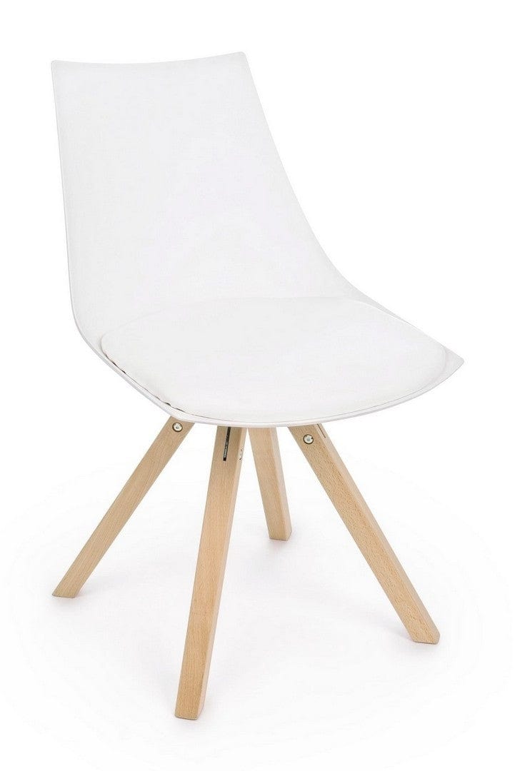 Set di 4 sedie da pranzo in ecopelle Mayer Bianco (3)