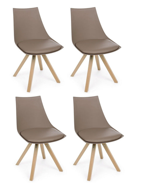Set di 4 sedie da pranzo in ecopelle Mayer Cappuccino