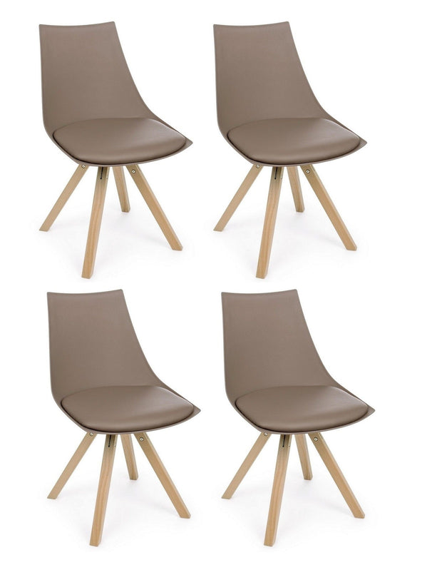 Set di 4 sedie da pranzo in ecopelle Mayer Cappuccino