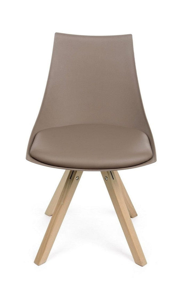 Set di 4 sedie da pranzo in ecopelle Mayer Cappuccino (3)