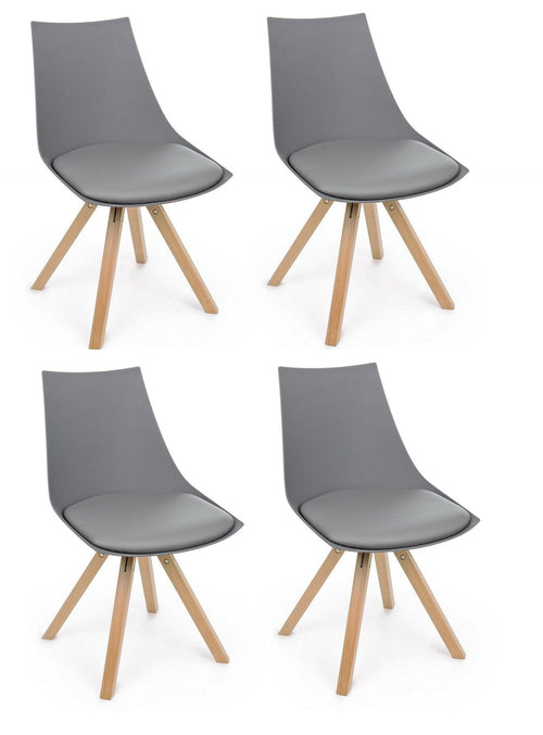Set di 4 sedie da pranzo in ecopelle Mayer Grigio