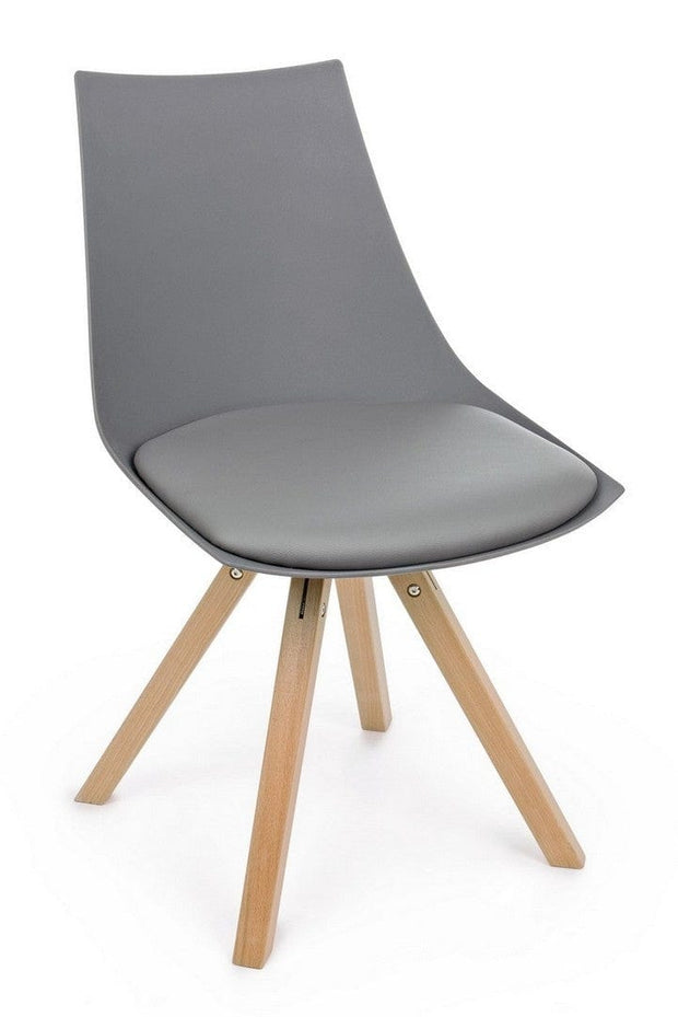 Set di 4 sedie da pranzo in ecopelle Mayer Grigio (2)