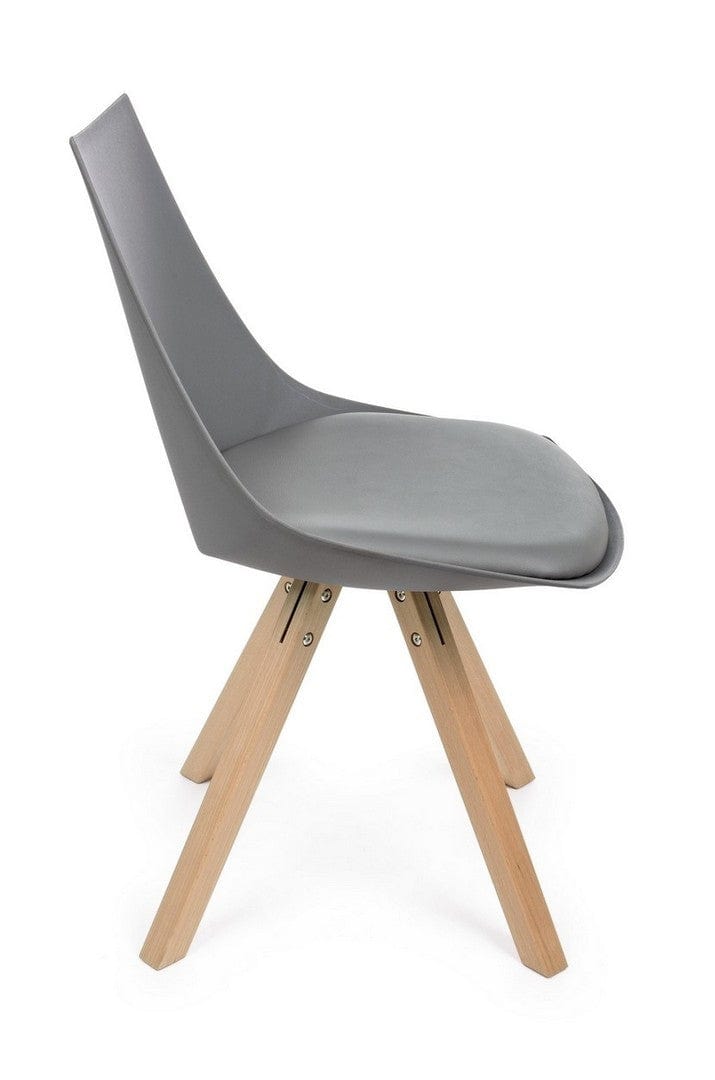Set di 4 sedie da pranzo in ecopelle Mayer Grigio (3)