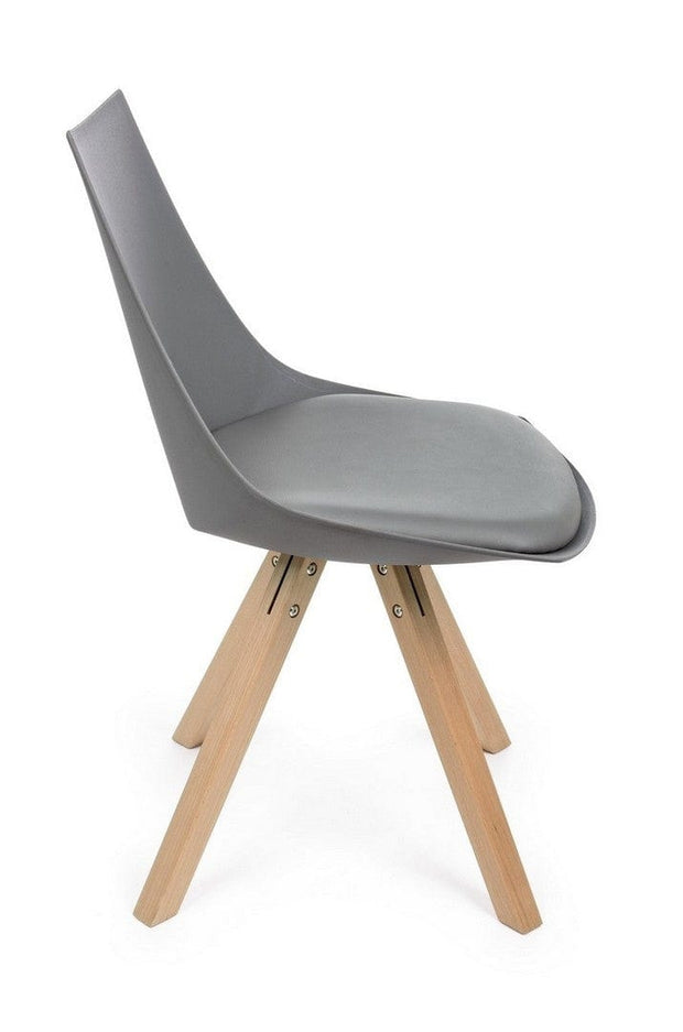 Set di 4 sedie da pranzo in ecopelle Mayer Grigio (3)