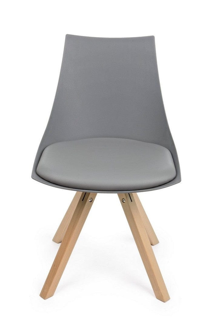 Set di 4 sedie da pranzo in ecopelle Mayer Grigio (4)
