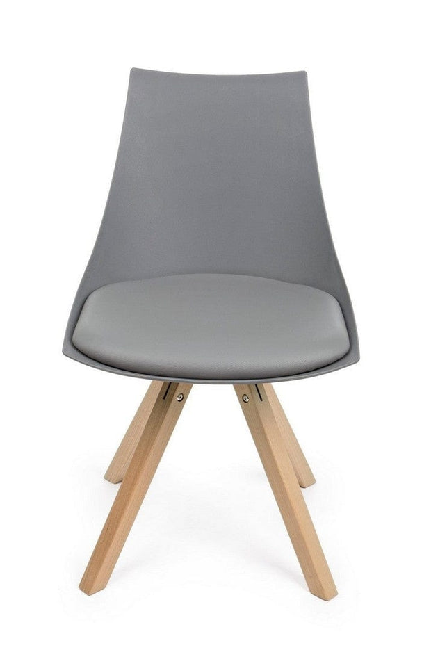 Set di 4 sedie da pranzo in ecopelle Mayer Grigio (4)