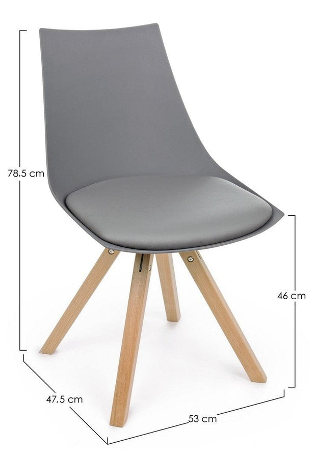 Set di 4 sedie da pranzo in ecopelle Mayer Grigio (5)