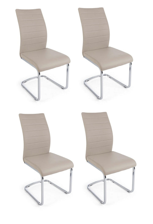 Set di 4 sedie da pranzo in ecopelle Myra Cappuccino
