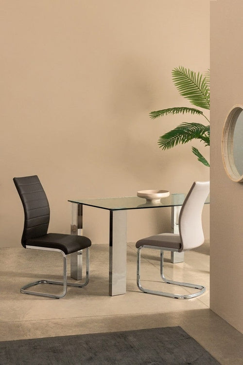 Set di 4 sedie da pranzo in ecopelle Myra Cappuccino (1)