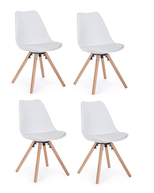 Set di 4 sedie da pranzo in ecopelle New Trend Bianco