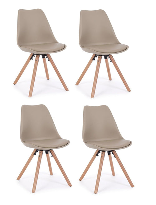 Set di 4 sedie da pranzo in ecopelle New Trend Cappuccino