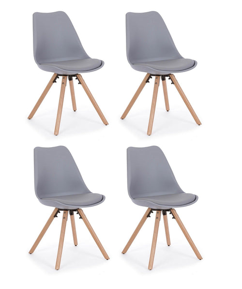 Set di 4 sedie da pranzo in ecopelle New Trend Grigio