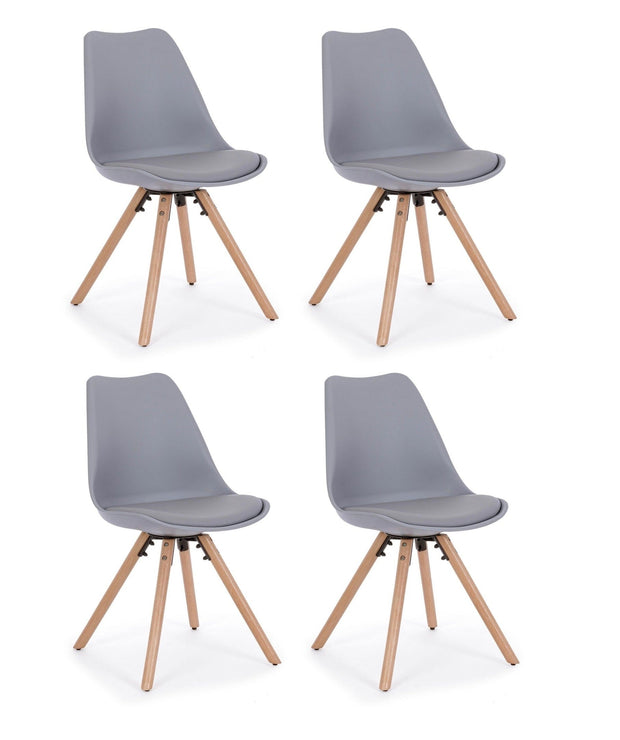 Set di 4 sedie da pranzo in ecopelle New Trend Grigio