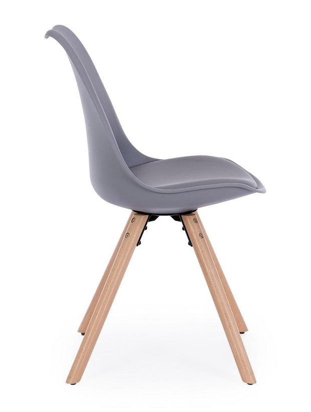 Bizzotto Set di 4 sedie da pranzo in ecopelle New Trend Grigio