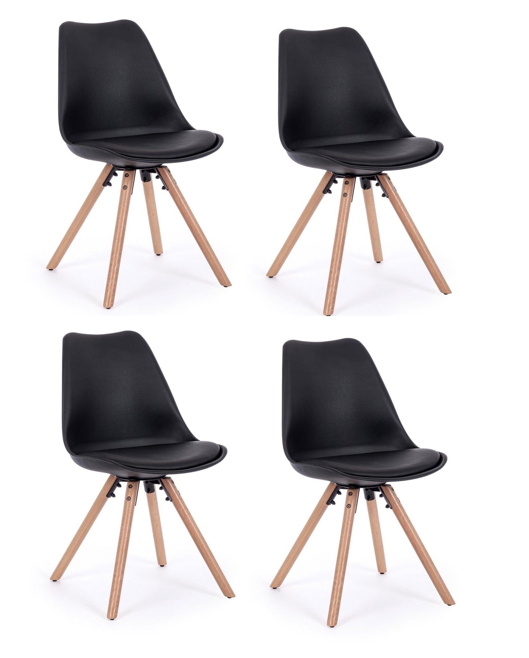 Set di 4 sedie da pranzo in ecopelle New Trend Nero