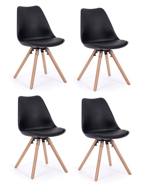 Set di 4 sedie da pranzo in ecopelle New Trend Nero