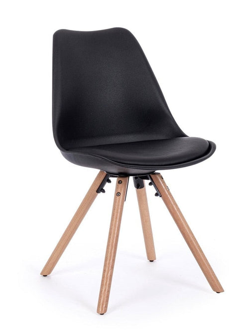 Set di 4 sedie da pranzo in ecopelle New Trend Nero (1)