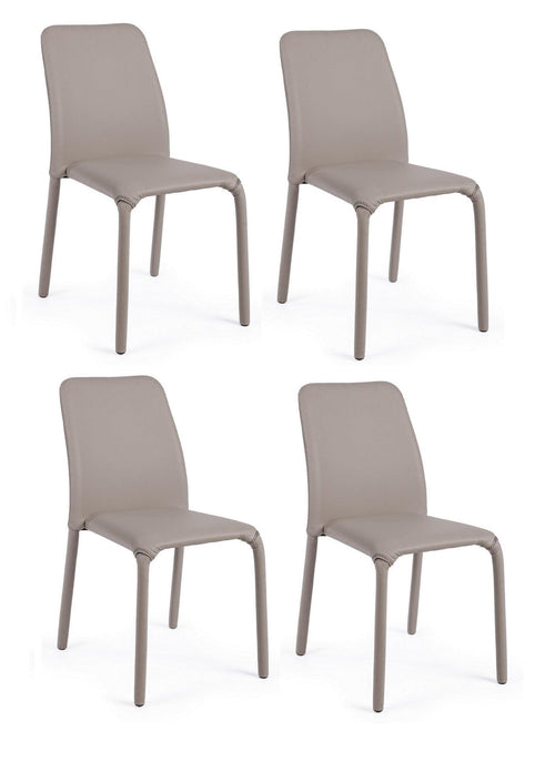 Set di 4 sedie da pranzo in ecopelle Pathos Cappuccino