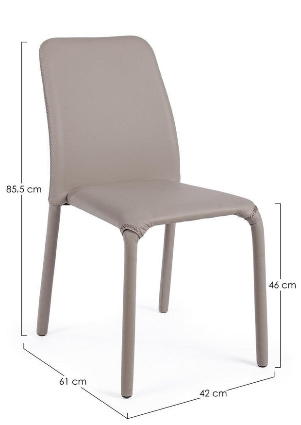 Set di 4 sedie da pranzo in ecopelle Pathos Cappuccino (7)