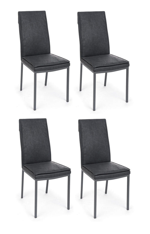 Set di 4 sedie da pranzo in ecopelle Sofie Antracite