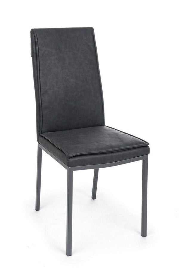 Set di 4 sedie da pranzo in ecopelle Sofie Antracite (5)