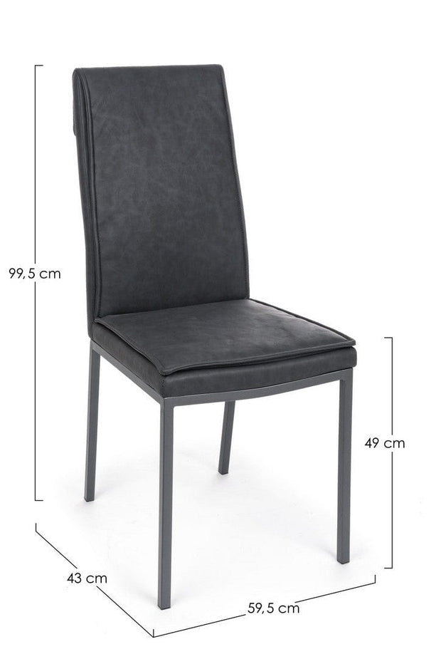 Set di 4 sedie da pranzo in ecopelle Sofie Antracite (12)