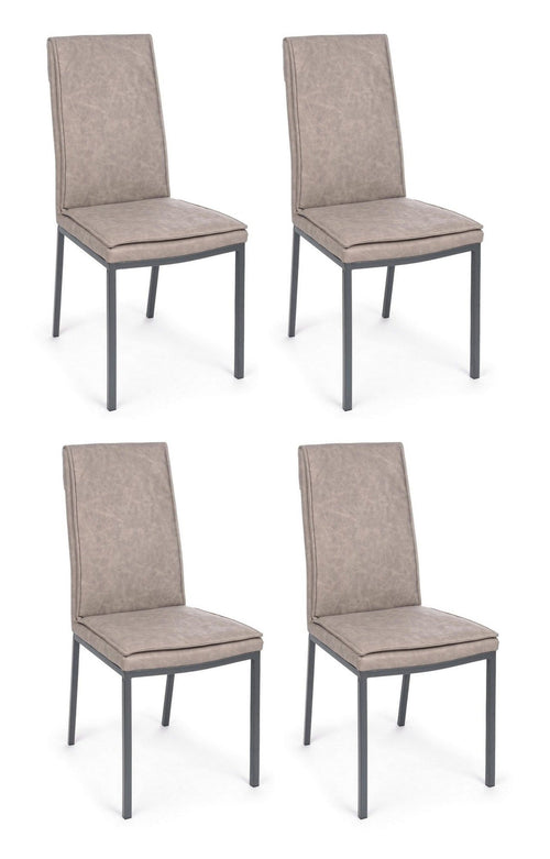 Set di 4 sedie da pranzo in ecopelle Sofie Cappuccino